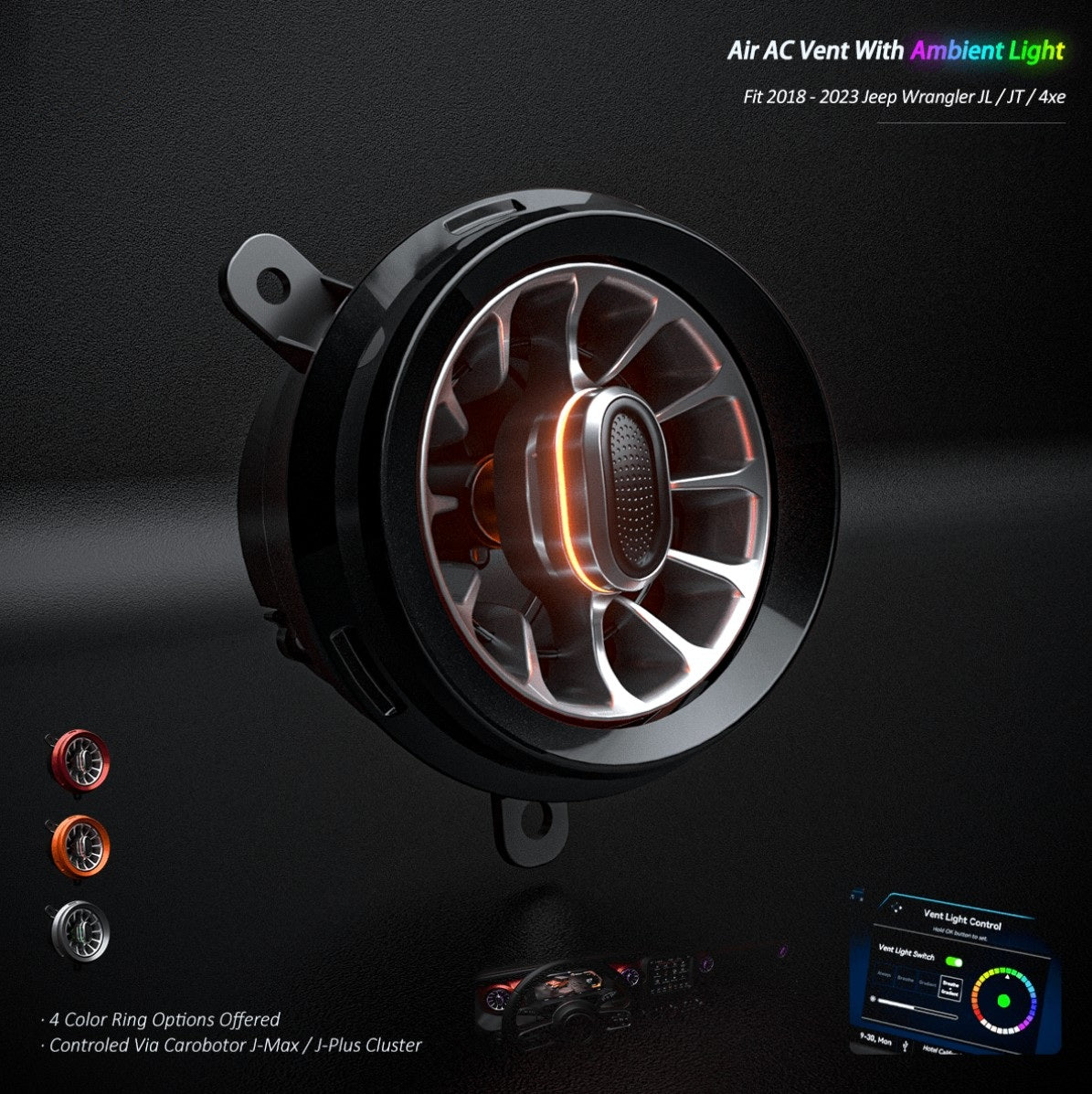 Turbo Air AC Vent With Ambient Lights - Jeep wrangler JL/JLU/4XE/Gladiator-JT 2018-2023 - 4X4 WAVERS