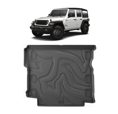 OFFactory 3D Cargo Mat | All-Weather Guard Trunk Floor Mat Cargo Liners Heavy Duty Waterproof Odorless Durable - Jeep Wrangler JLU 2018+ (with subwoof