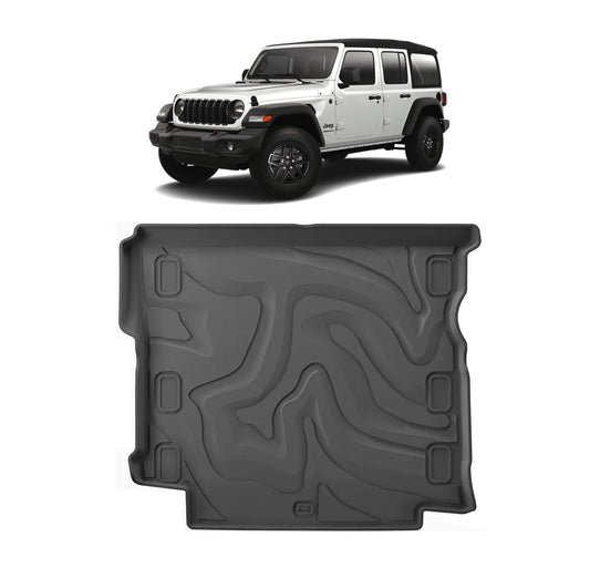 OFFactory 3D Cargo Mat  - All-Weather Guard Trunk Floor Mat Cargo Liners Heavy Duty Waterproof Odorless Durable - Jeep Wrangler JLU 2018+ (with subwoofer) (4 Doors)