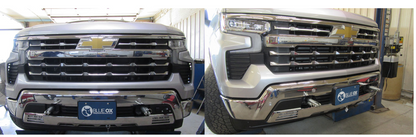 Blue Ox tow bar baseplate for 2022-2026 Chevy Silverado 1500, excluding ZR2, designed for towing and vehicle connection.
