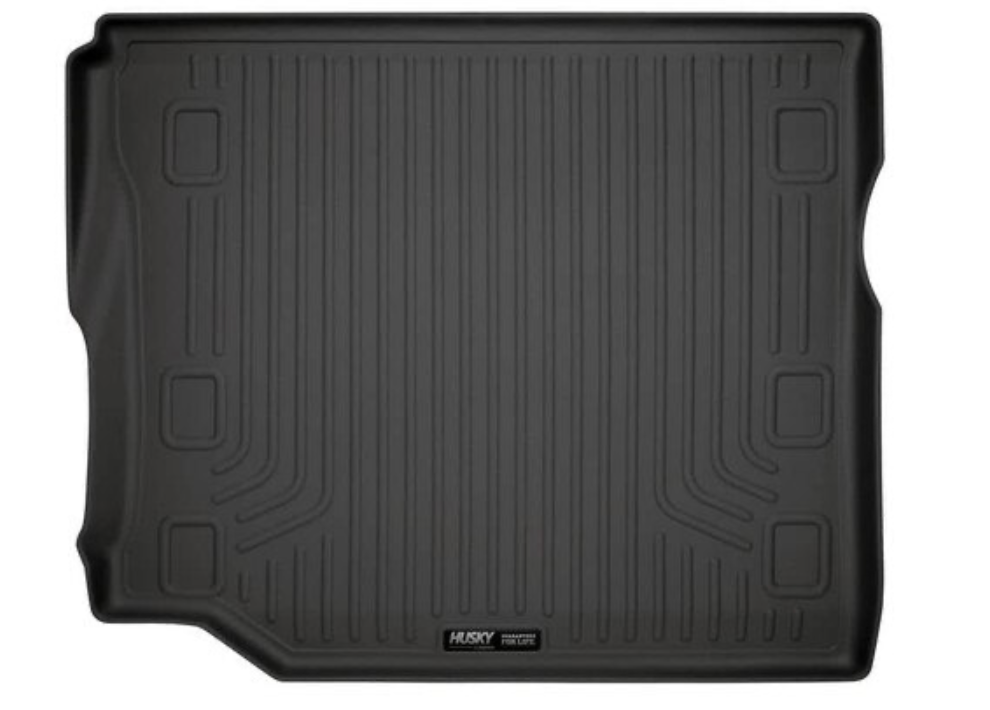 Husky Liners WeatherBeater cargo liner for 2018-2026 Jeep Wrangler JL 4-door with subwoofer, durable floor protection for cargo area.
