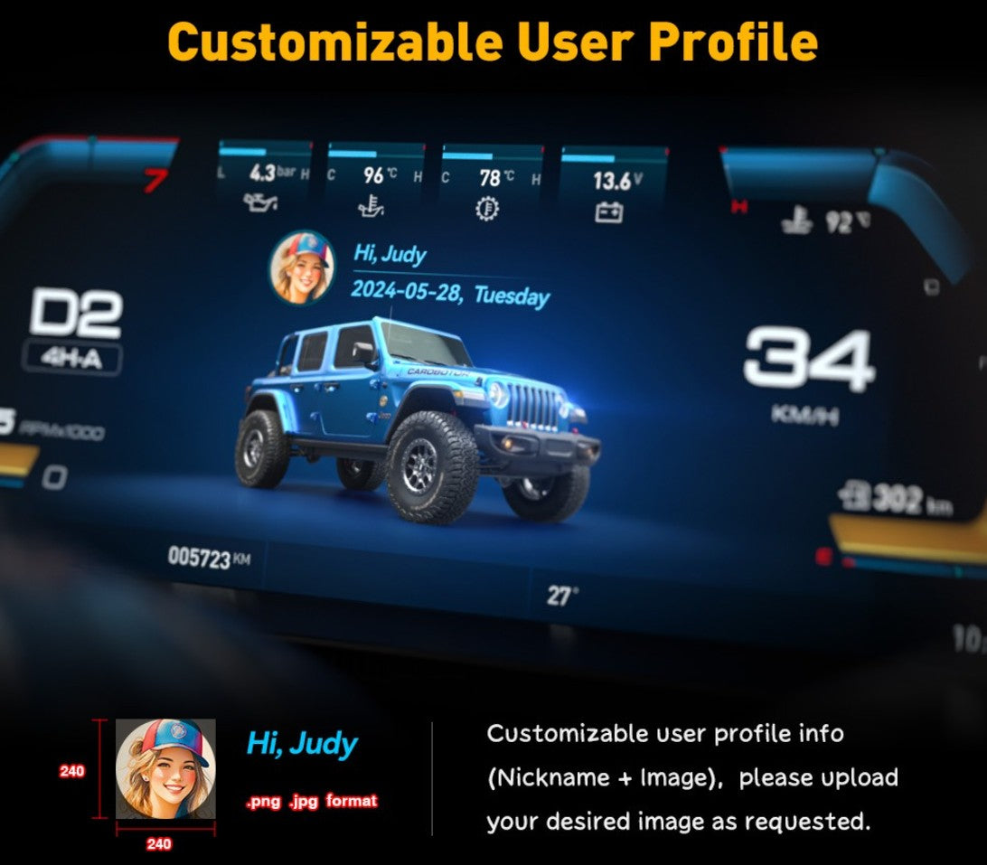 J-Plus Digital Dashboard Cluster All-In-One - Jeep wrangler JL/JLU/4XE/Gladiator-JT 2018-2023 - 4X4 WAVERS