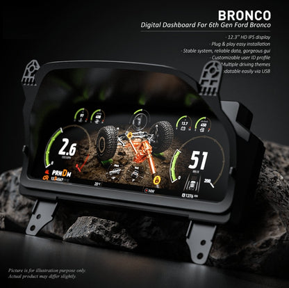B Pro Carobotor Digital Dashboard Cluster - 12.3″ HD Cluster - Ford Bronco Gen 6 2021+ - 4X4 WAVERS