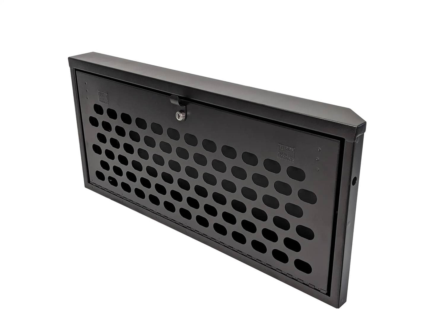 Tuffy Security Products MOLLE tailgate lockbox for Jeep Wrangler JL, durable bed organizer with secure lock and MOLLE attachment points.