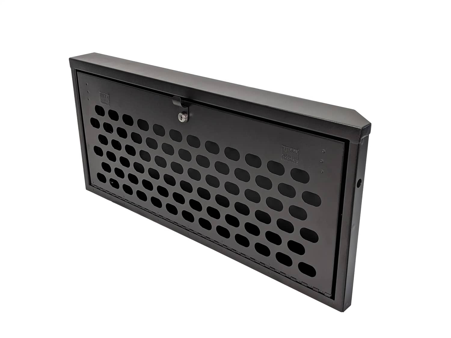 Tuffy Security Products MOLLE tailgate lockbox for Jeep Wrangler JL, durable bed organizer with secure lock and MOLLE attachment points.