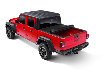 Truxedo Box Cover for 20-26 Gladiator truck bed, waterproof tonneau cover showing sleek black design and secure fit.
