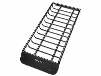 Truxedo Elevate Narrow Cargo Basket mounted on vehicle roof rack for secure outdoor storage.