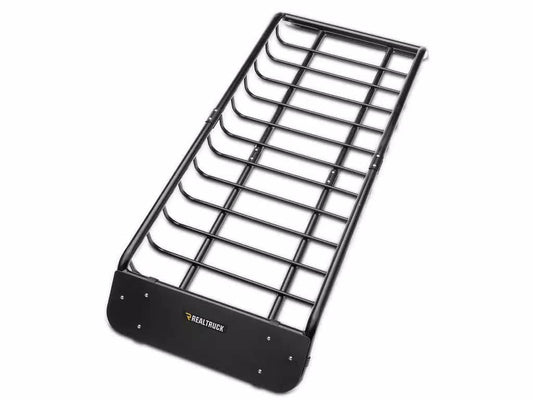 Truxedo Elevate Narrow Cargo Basket mounted on vehicle roof rack for secure outdoor storage.