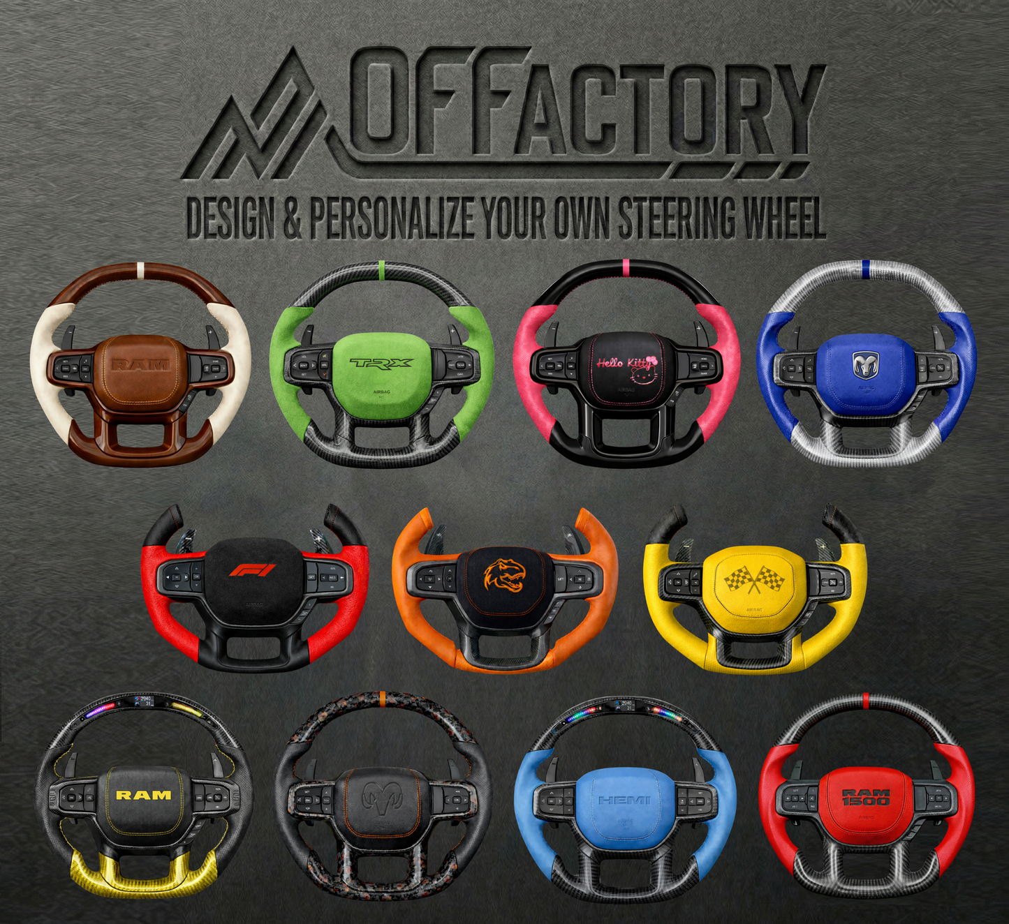 Volant de direction performance premium personnalisé OFFactory - Dodge Ram 1500/2500/3500 2019+ - 4X4 WAVERS