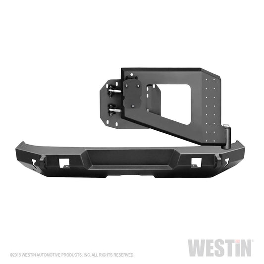 Westin WJ2 rear bumper for 2007-2018 Jeep Wrangler JK, durable black bumper with mounting points and rugged design.