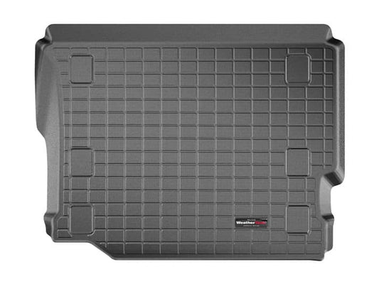 Weathertech cargo liner for 2018-2026 Jeep Wrangler JL 4-door, durable floor mat with textured surface and raised edges.