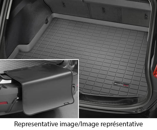Weathertech black cargo liner with bumper protector for 2024-2025 Jeep Wrangler 4xe, showing durable floor mat and bumper coverage