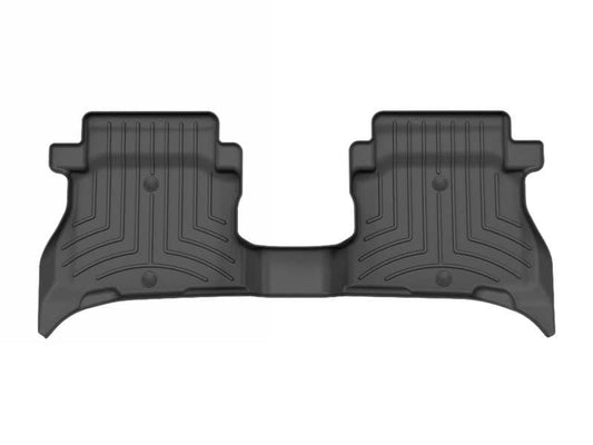 Weathertech rear floor liner for 2021-2025 Jeep Wrangler 4xe, durable rubber mat with raised edges and textured surface.