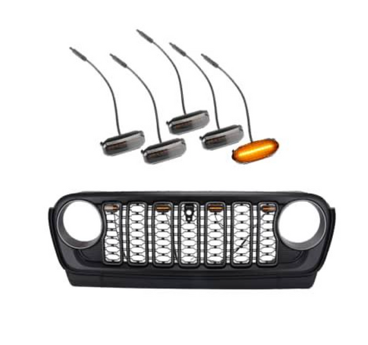 4x4wavers Grille Light Inserts Kit (5 Led Lights) Waterproof with Fuse, Amber Light