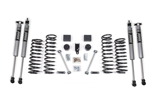 Zone Offroad 3-inch suspension lift kit with Fox 2.0 shocks for 2007-2011 Jeep Wrangler 2-door, featuring lifted suspension components.