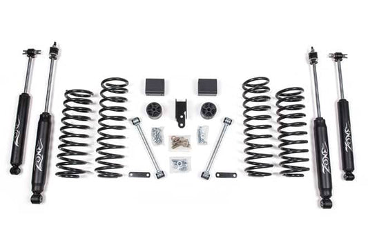 Zone Offroad 3-inch lift kit for 2007-2011 Jeep Wrangler 4-door, showing the lifted suspension and installation components.