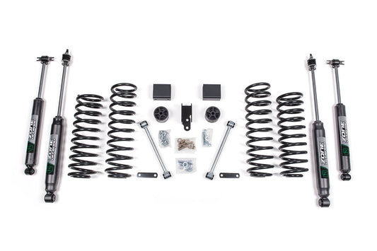 Zone Offroad 3-inch suspension lift kit with Nitro shocks for 2012-2018 Jeep Wrangler JK 2-door, shown with lifted stance.