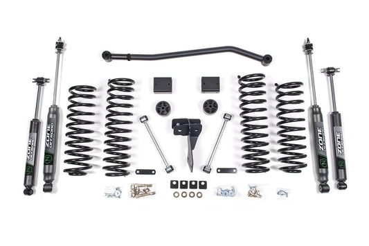 Zone Offroad 4-inch suspension lift kit with Nitro shocks for 2012-2018 Jeep Wrangler JK 2-door, featuring rugged off-road components.