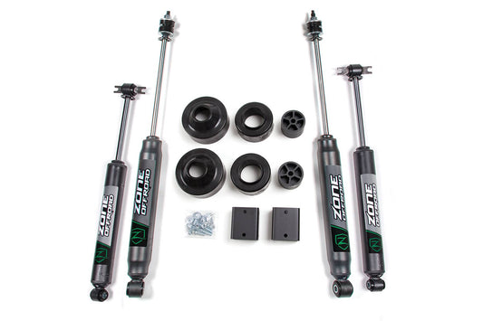 Zone Offroad 2-inch suspension lift kit with Nitro shocks for 2012-2018 Jeep Wrangler JK 2-door and 4-door models.