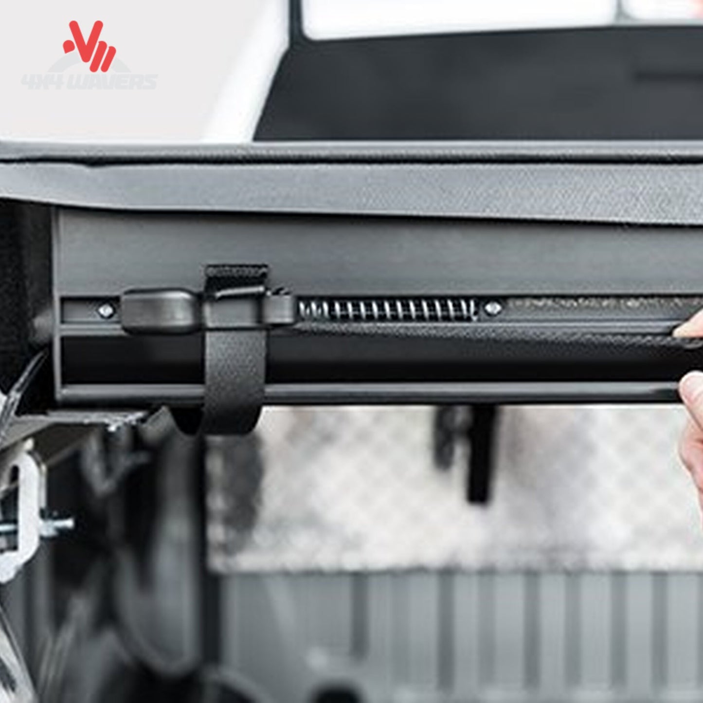 Close up view of the heavy-duty Auto Latch II dual release mechanism for tonneau cover security SKU 61279
