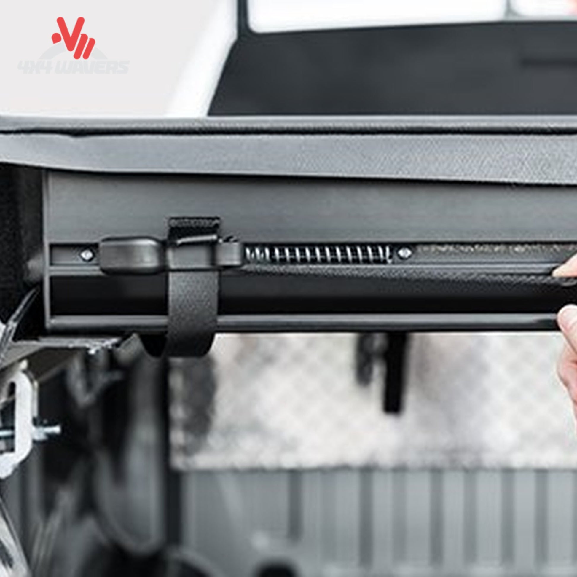 Close up view of the heavy-duty Auto Latch II dual release mechanism for tonneau cover security SKU 61279