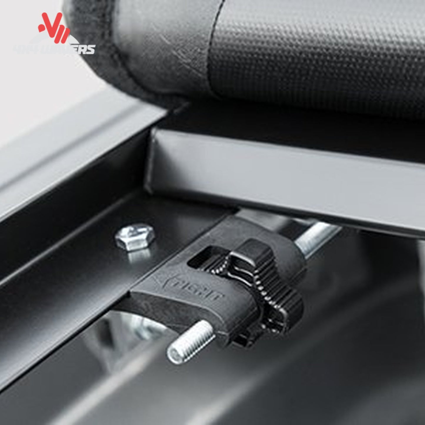 Close up view of the heavy-duty Auto Latch II dual release mechanism for tonneau cover security SKU 61279
