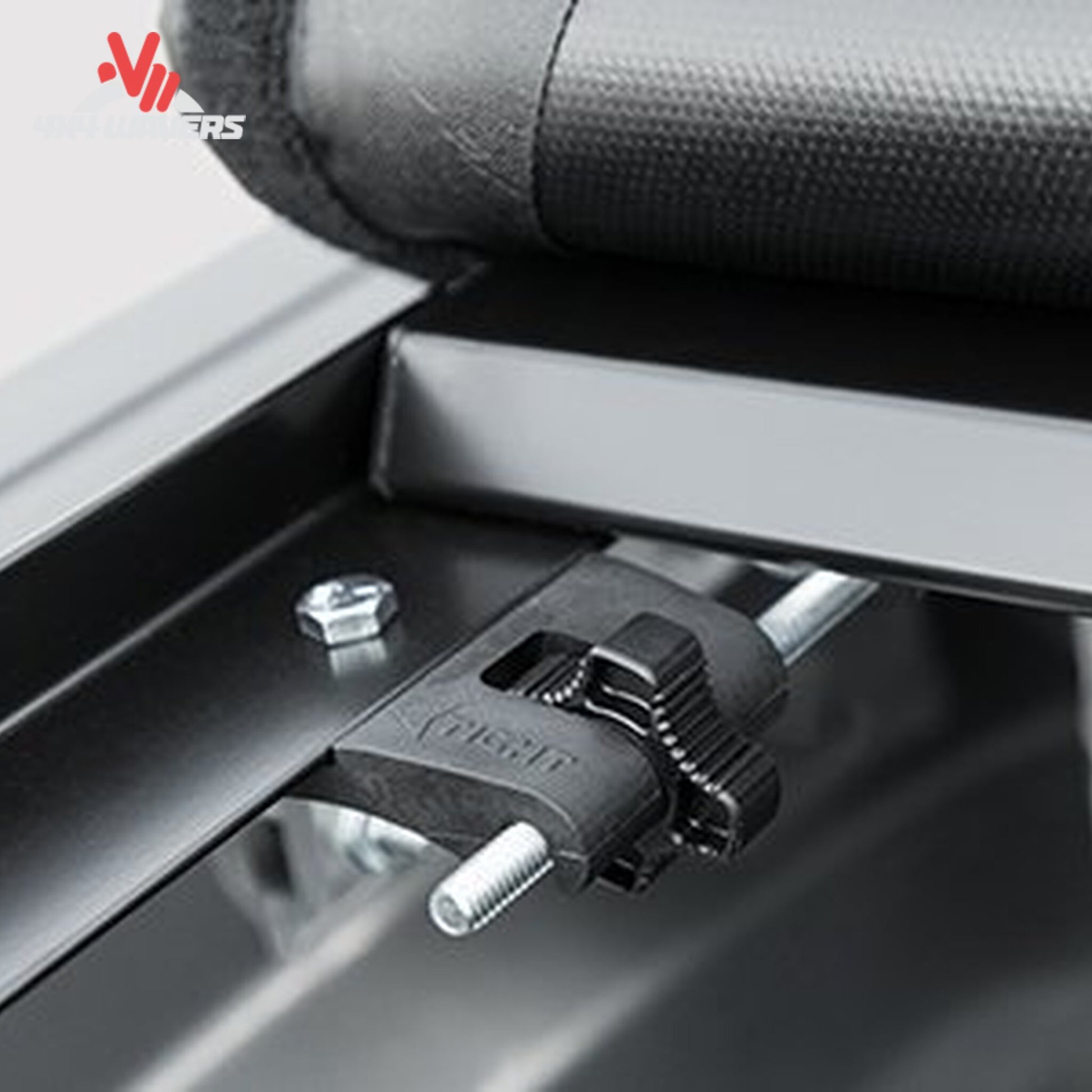 Close up view of the heavy-duty Auto Latch II dual release mechanism for tonneau cover security SKU 61279