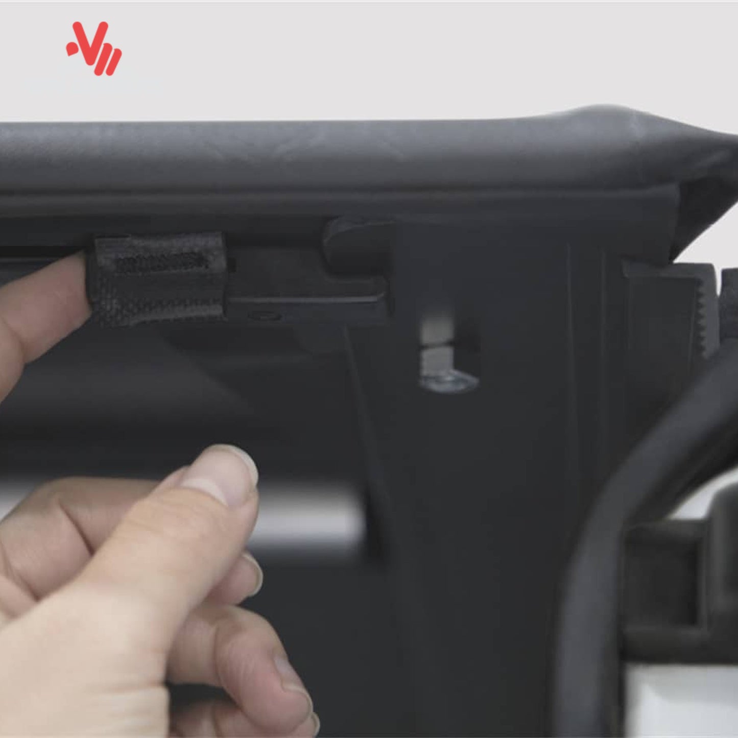 Rear latching system showing secondary security slide lock on truck bed rail SKU 31279