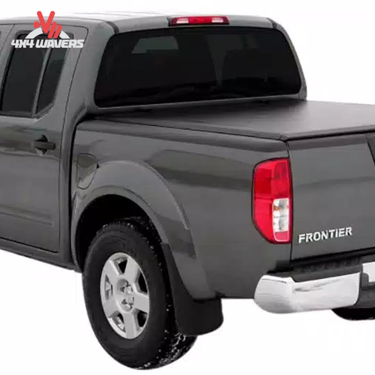An ultra low profile 1 inch black vinyl soft roll up truck bed cover installed on a short box Ford F-150 Lightning SKU BGPC_41369.