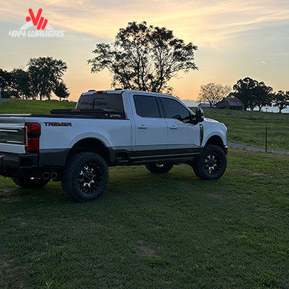 Independent soft roll-up tonneau cover mounted behind 20-inch over-the-rail toolbox on 2004-2014 Ford F150 61279