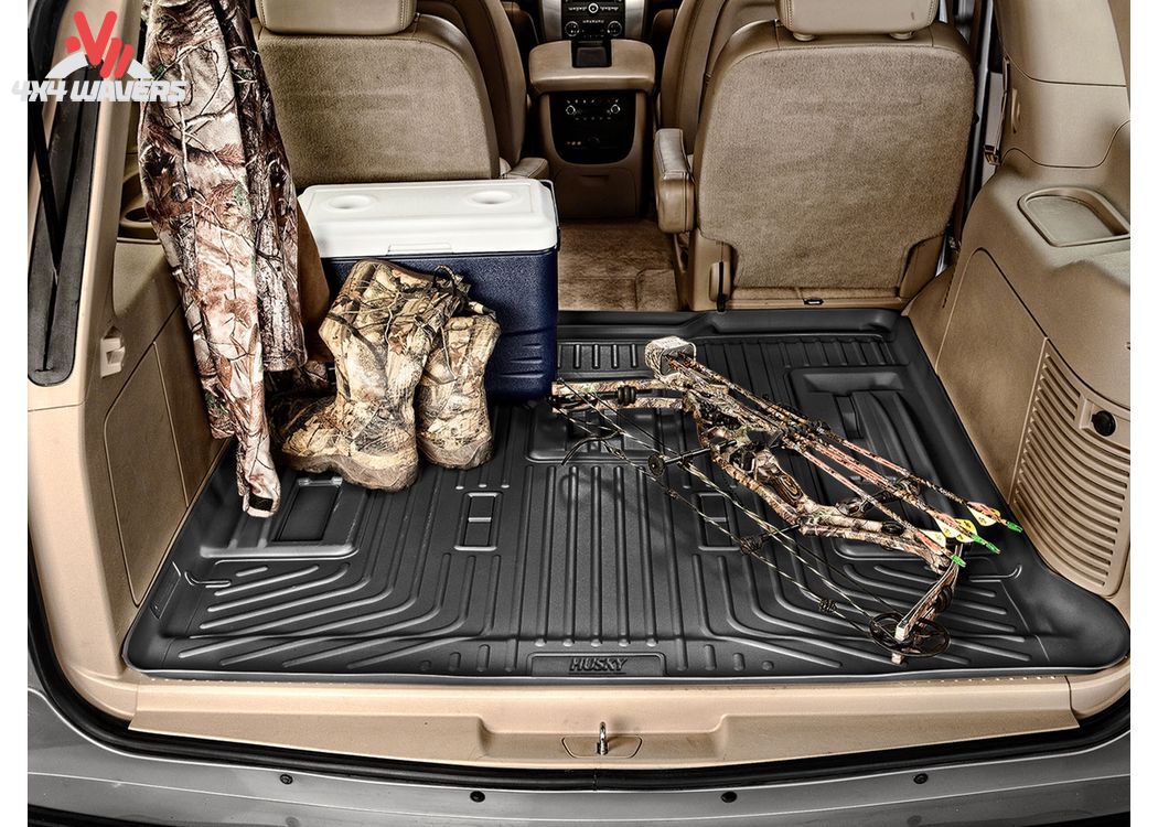 Husky WeatherBeater cargo liner for 2018-2025 Jeep Wrangler JL Unlimited, durable floor mats with textured surface for vehicle protection