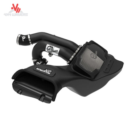 A complete cold air intake kit featuring dual wrinkle black aluminum tubes, a sealed airbox, and a clear sight window for an F-150 truck SKU BKJC_50-30072D.