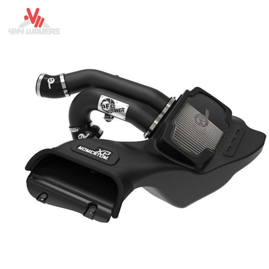 A complete cold air intake kit featuring dual wrinkle black aluminum tubes, a sealed airbox, and a clear sight window for an F-150 truck SKU BKJC_50-30072D.