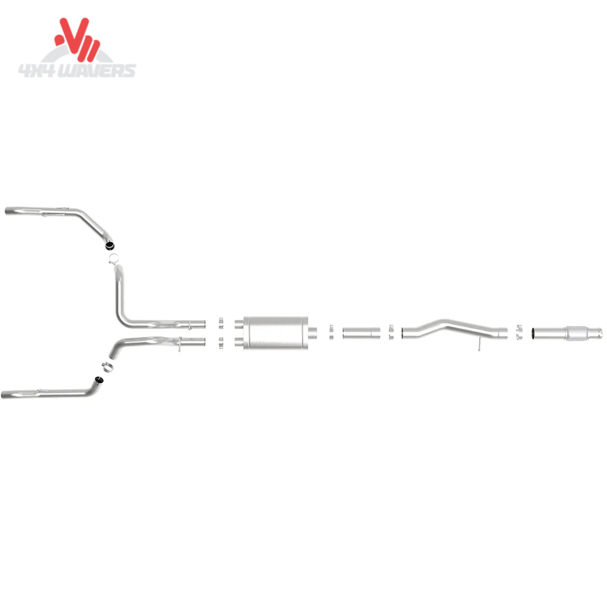 Close up of smooth mandrel bends and heavy duty band clamps SKU 49-34101