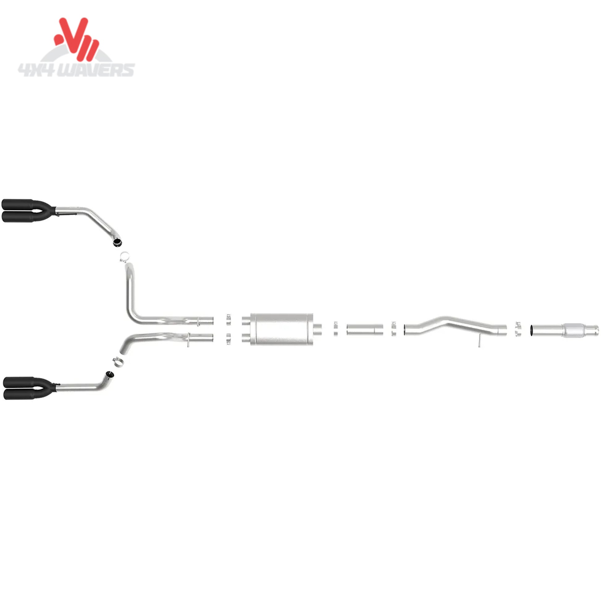 High flow stainless performance muffler and mandrel bent exhaust tubing SKU 49-34102-P
