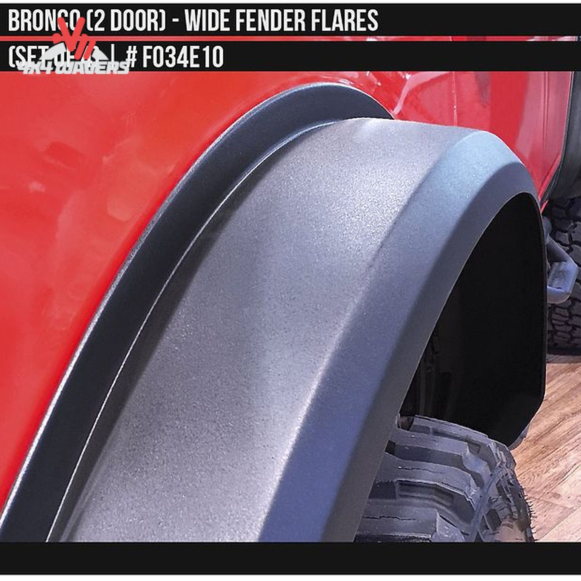Air Design wide-body fender flare kit installed on a Ford Bronco 2-door with oversized off-road tires