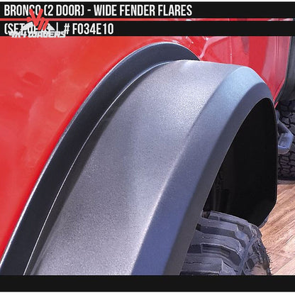 Air Design wide-body fender flare kit installed on a Ford Bronco 2-door with oversized off-road tires