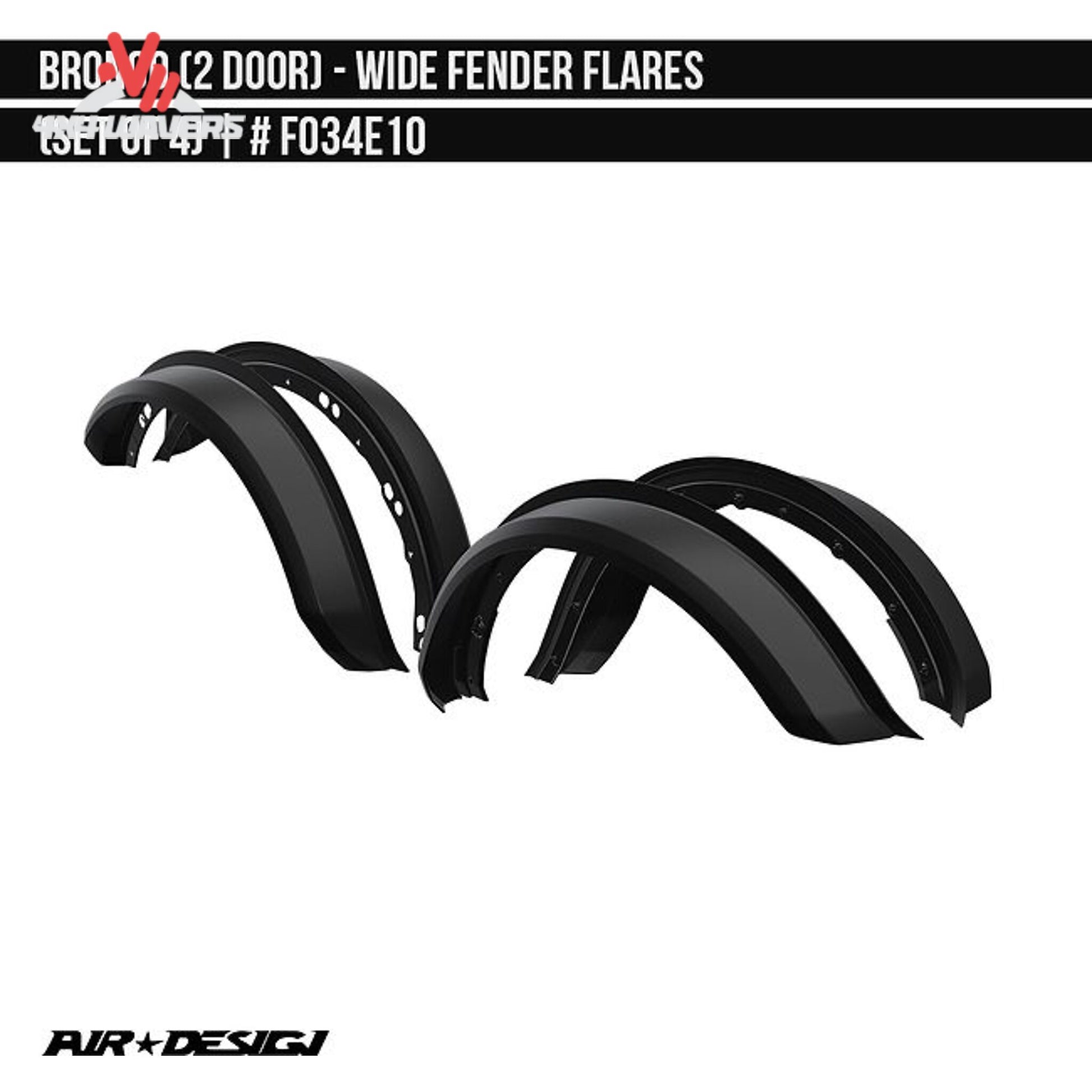 Air Design FO34E10 wide fender flares for 2021-2025 Ford Bronco 2-door satin black
