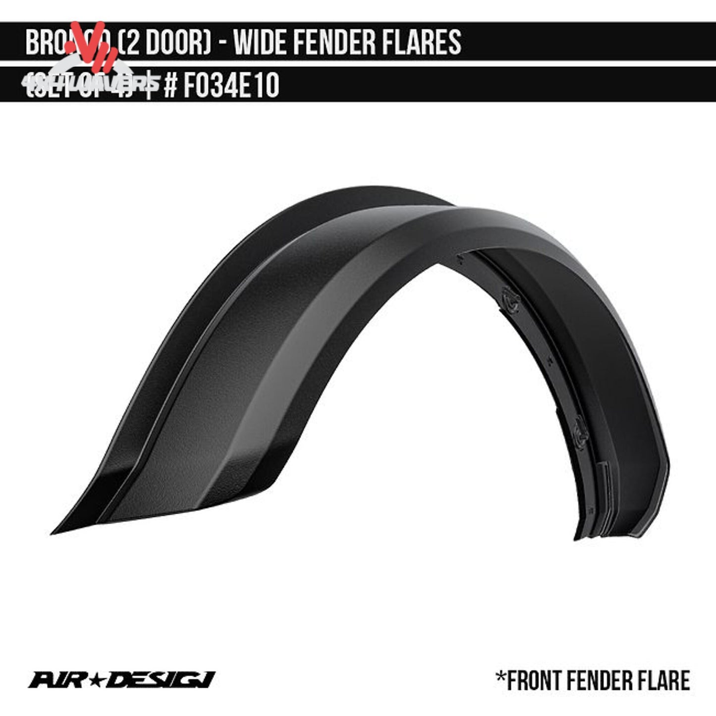 Air Design FO34E10 wide fender flares for 2021-2025 Ford Bronco 2-door satin black