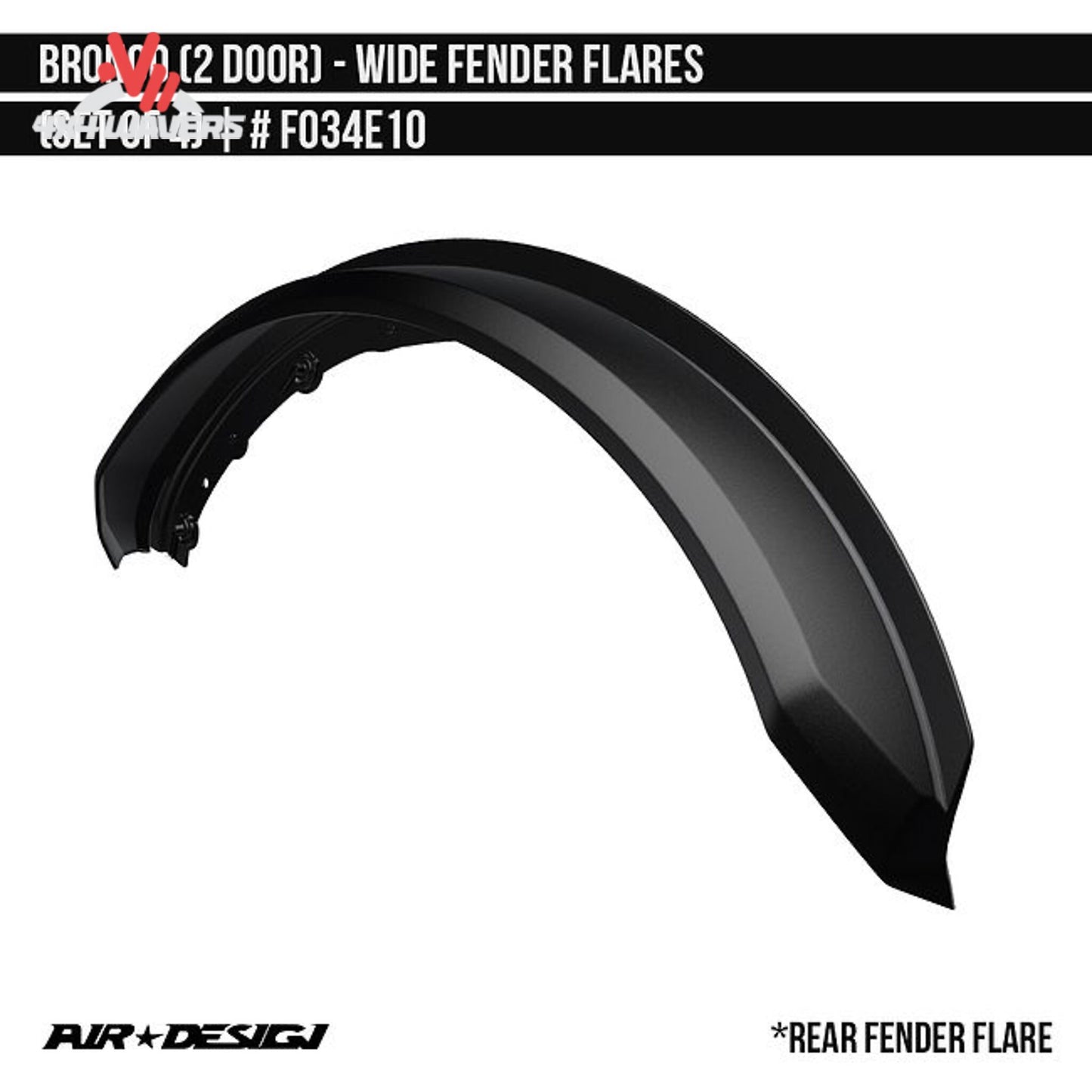 Air Design FO34E10 wide fender flares for 2021-2025 Ford Bronco 2-door satin black