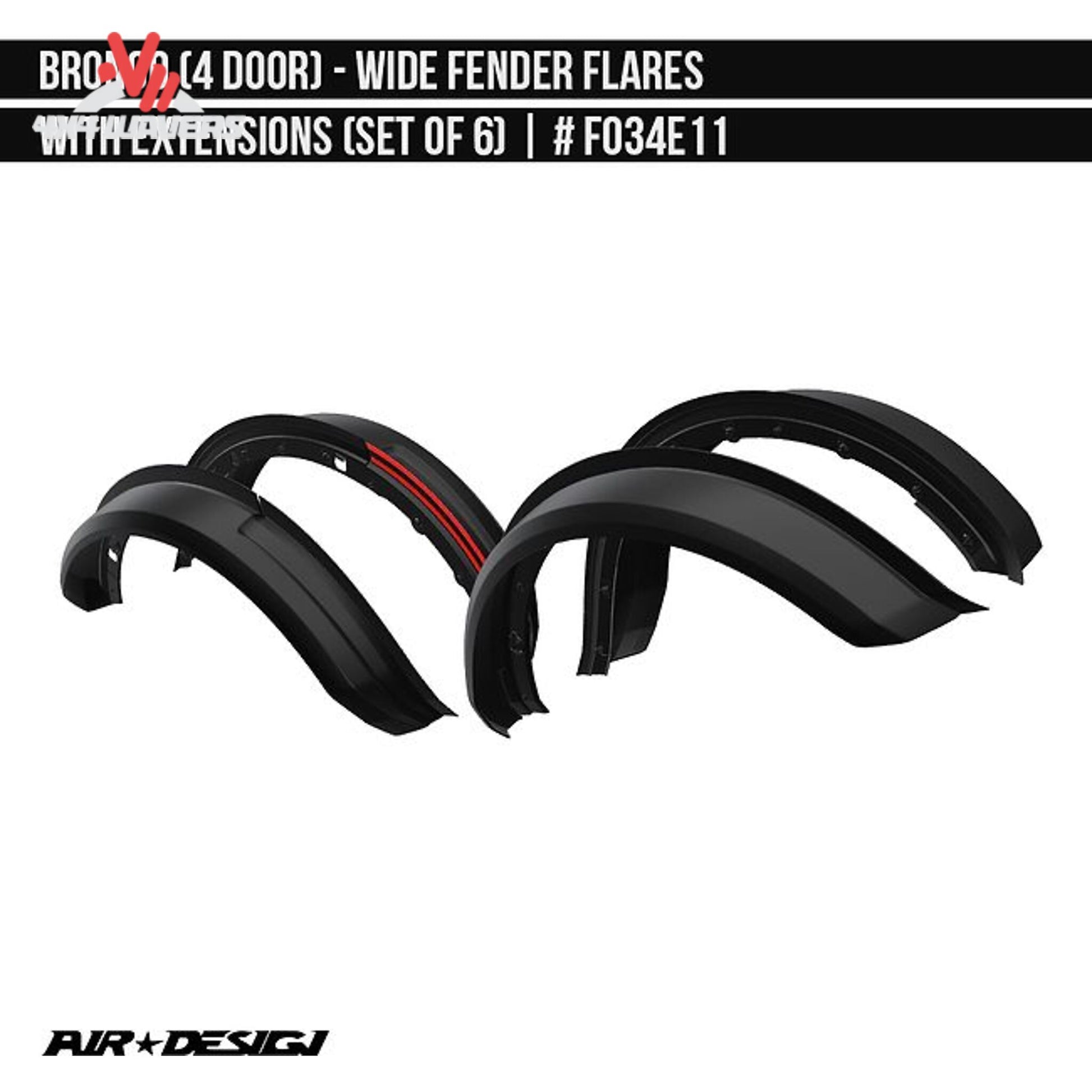 Air Design FO34E11 wide fender flares for 2021-2025 Ford Bronco 4-door