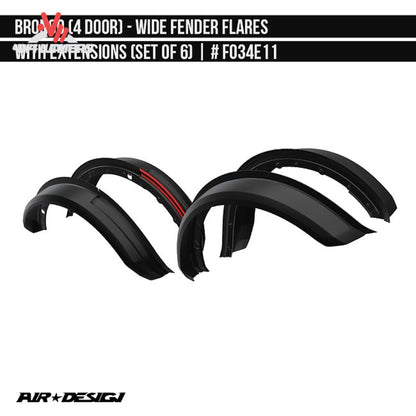 Air Design FO34E11 wide fender flares for 2021-2025 Ford Bronco 4-door
