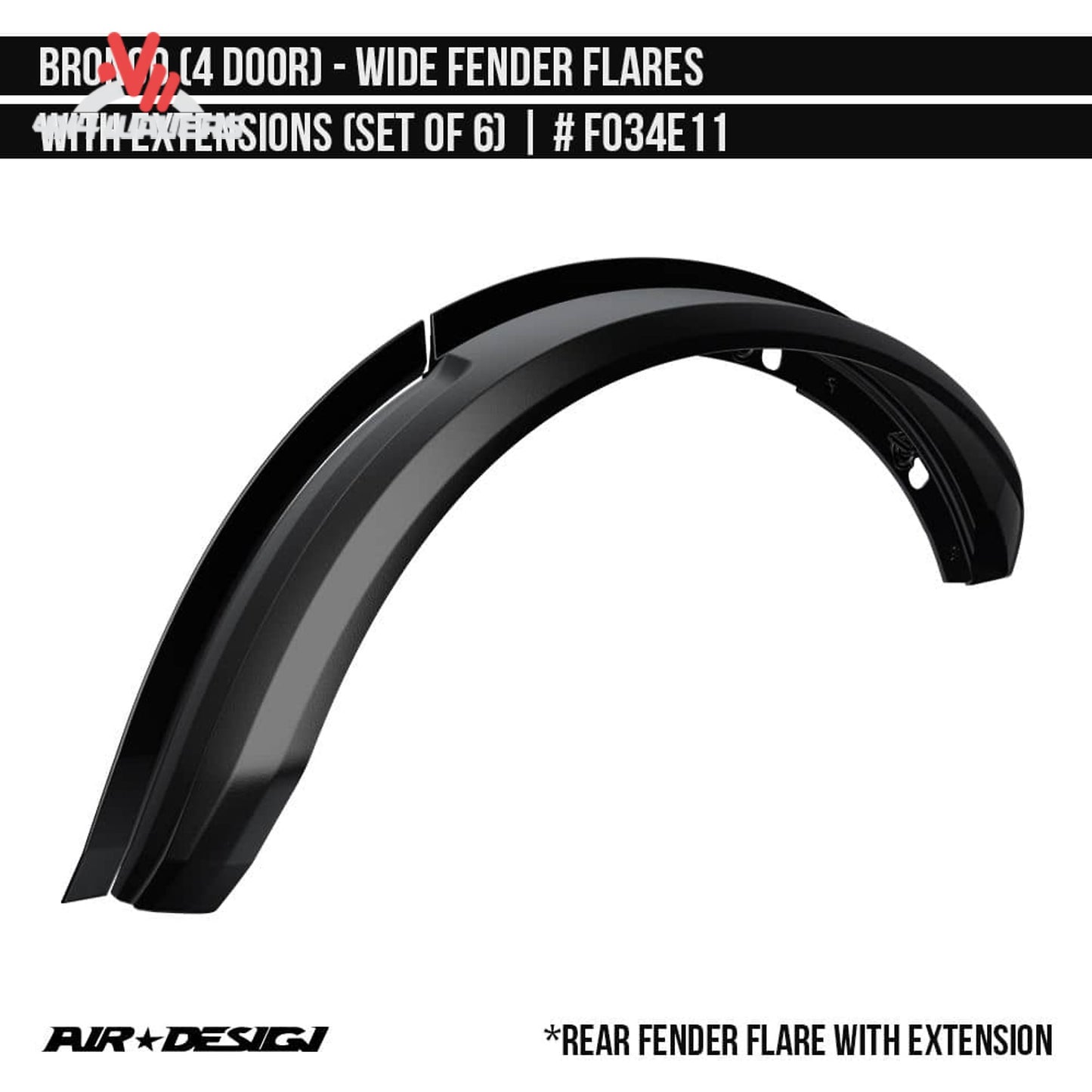 Air Design FO34E11 wide fender flares for 2021-2025 Ford Bronco 4-door