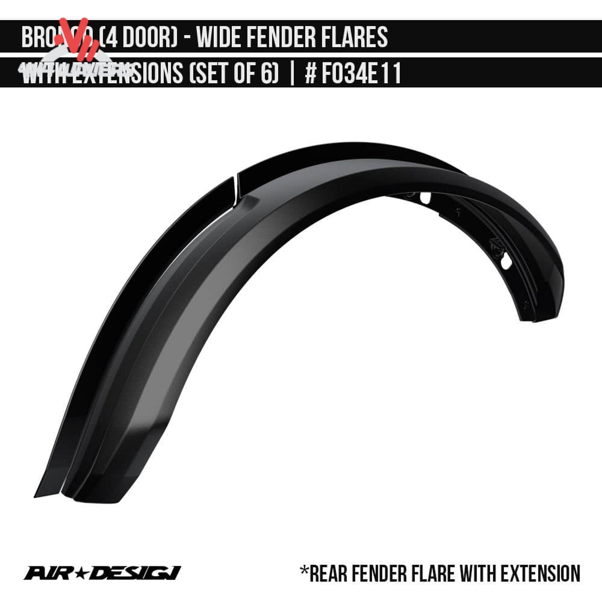 Air Design FO34E11 wide fender flares for 2021-2025 Ford Bronco 4-door