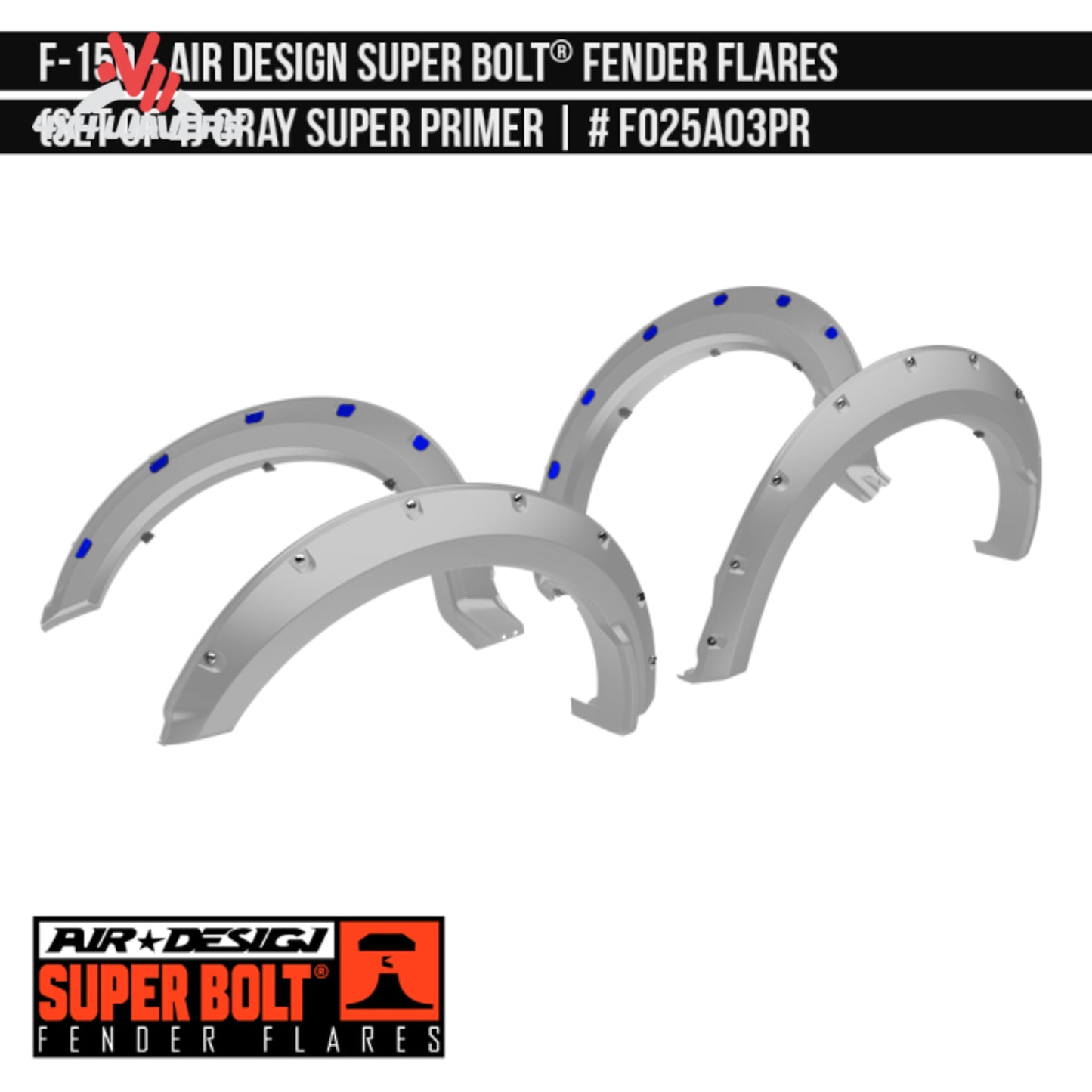 Close-up view of the patented stainless steel Super Bolt fixation hardware that eliminates vibration damage on truck paint SKU GPSM_FO25A03.