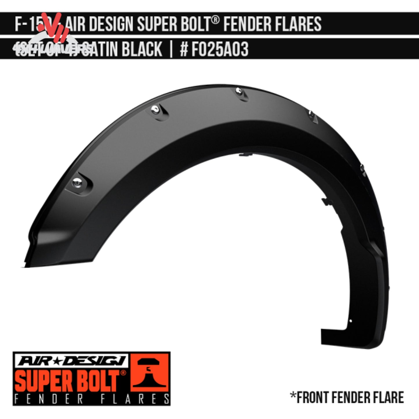 Close-up view of the patented stainless steel Super Bolt fixation hardware that eliminates vibration damage on truck paint SKU GPSM_FO25A03.