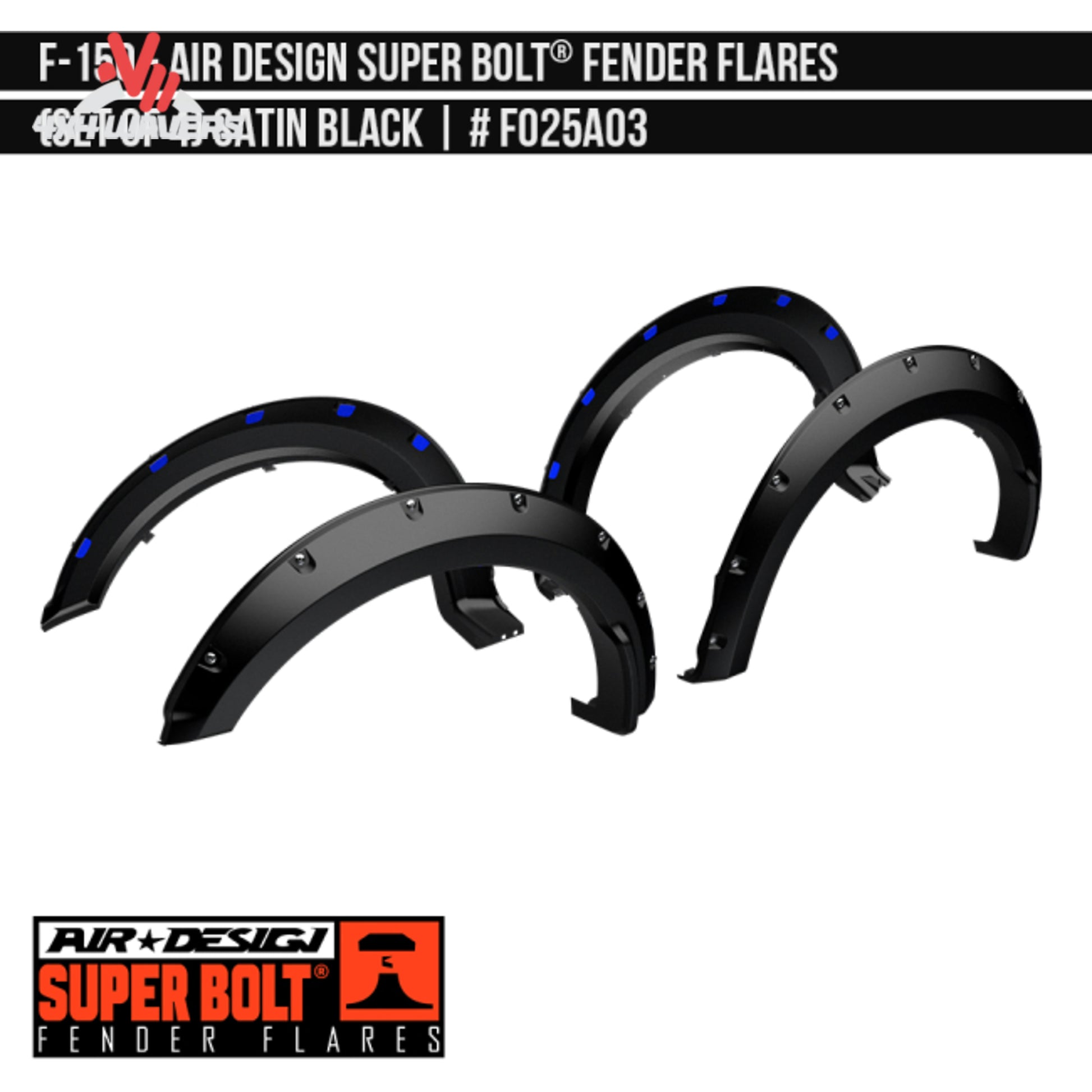 Patented Super Bolt rust-free hardware system on Air Design fender flares FO25A03 SKU GPSM_FO25A03.