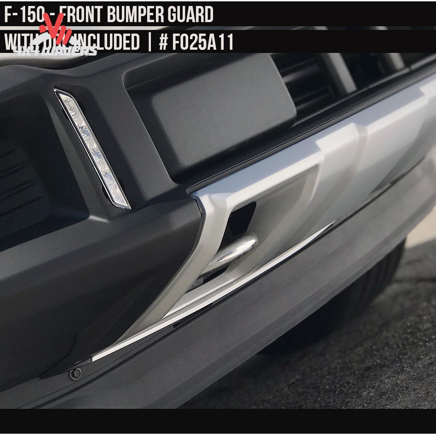 Close-up view of the patented stainless steel Super Bolt fixation hardware that eliminates vibration damage on truck paint SKU GPSM_FO25A03PR.