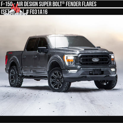 Air Design Superbolt fender flares satin black FO31A16 for 2021-2026 Ford F-150 SKU GPSM_FO31A16.