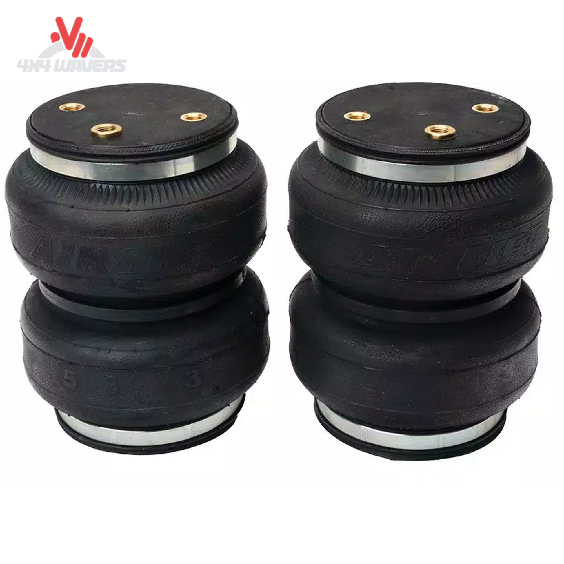 Close-up view of the double-convoluted synthetic rubber air spring showing the end roll plates designed for extreme load capacity SKU BBCG_57389.